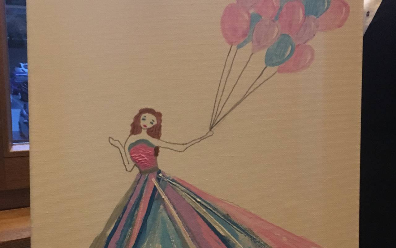 Carina aus Rüttenscheid ist mit ihrem Werk bei der Art Night zufrieden.