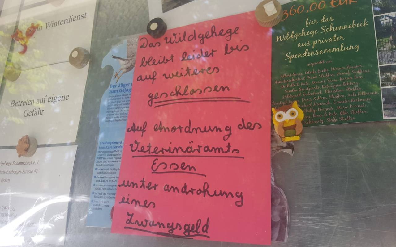 Wildgehege in Essen-Schonnebeck erst mal geschlossen.