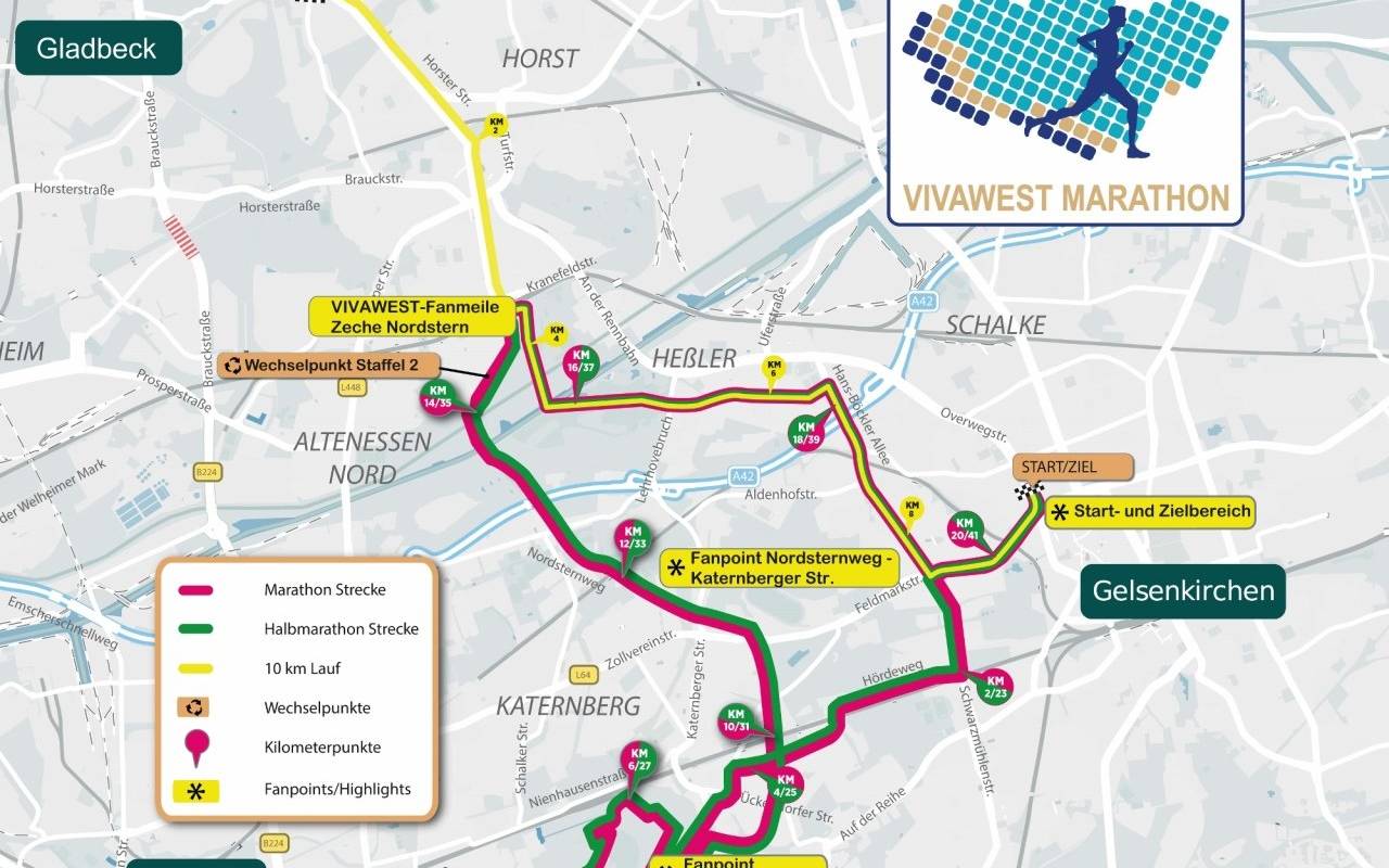 Neue Strecke für den Vivawest-Marathon 2020