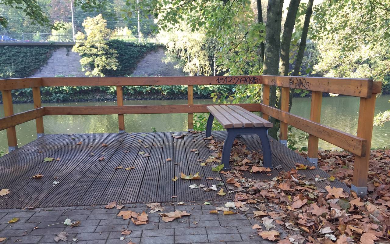 Aussichtsplattform an der Brehminsel in Essen-Werden.