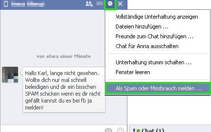 Nachricht bei Facebook melden