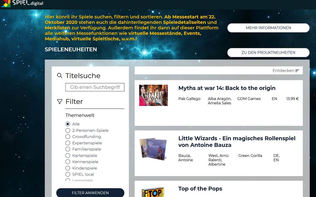 Plattform Spiel.digital der Spielemesse Essen