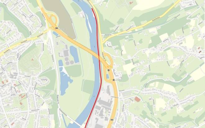 Der neue Fahrradweg verläuft östlich der Ruhr und verbindet Kupferdreh und Überruhr.