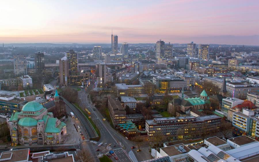 Skyline von Essen vom Rathaus aus gesehen