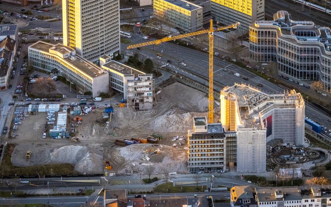 Abriss alte RWE-Zentrale in Essen, Stand Anfang 2022