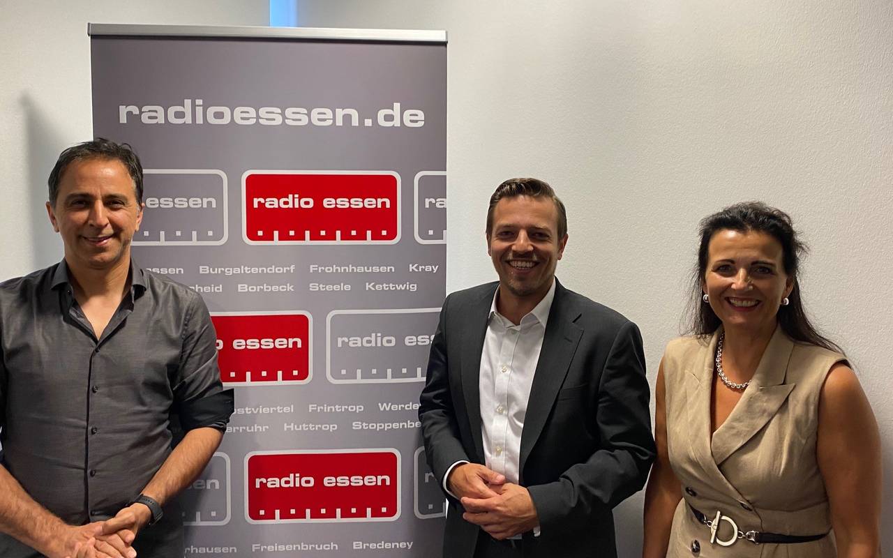 Der neue Vorstand der Veranstaltergemeinschaft von Radio Essen. Von links: Sinan Kumru, Florian Fuchs, und Manuela Duda