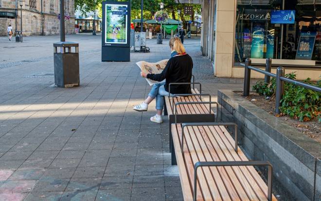Neue Bänke in der Innenstadt in Essen