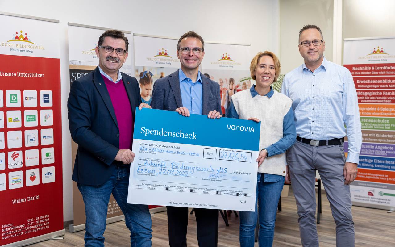 Vonovia Mieterstiftung spendet 27.000 Euro für „Zukunft Bildungswerk“ in Essen-Steele