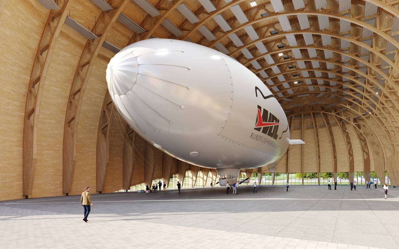Innenansicht: Neue Verwendung für alten Boden - vom Logistikzentrum in den Luftschiffhangar.