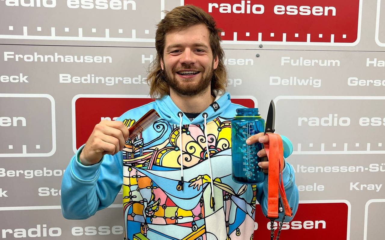 Jan Lange von den Freerunning Schlappen vor seinem 7vswild-Einsatz im Radio Essen-Interview mit Fabian Schulenkorf vor