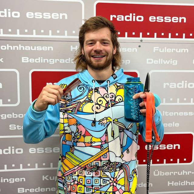 Jan Lange von den Freerunning Schlappen vor seinem 7vswild-Einsatz im Radio Essen-Interview mit Fabian Schulenkorf vor