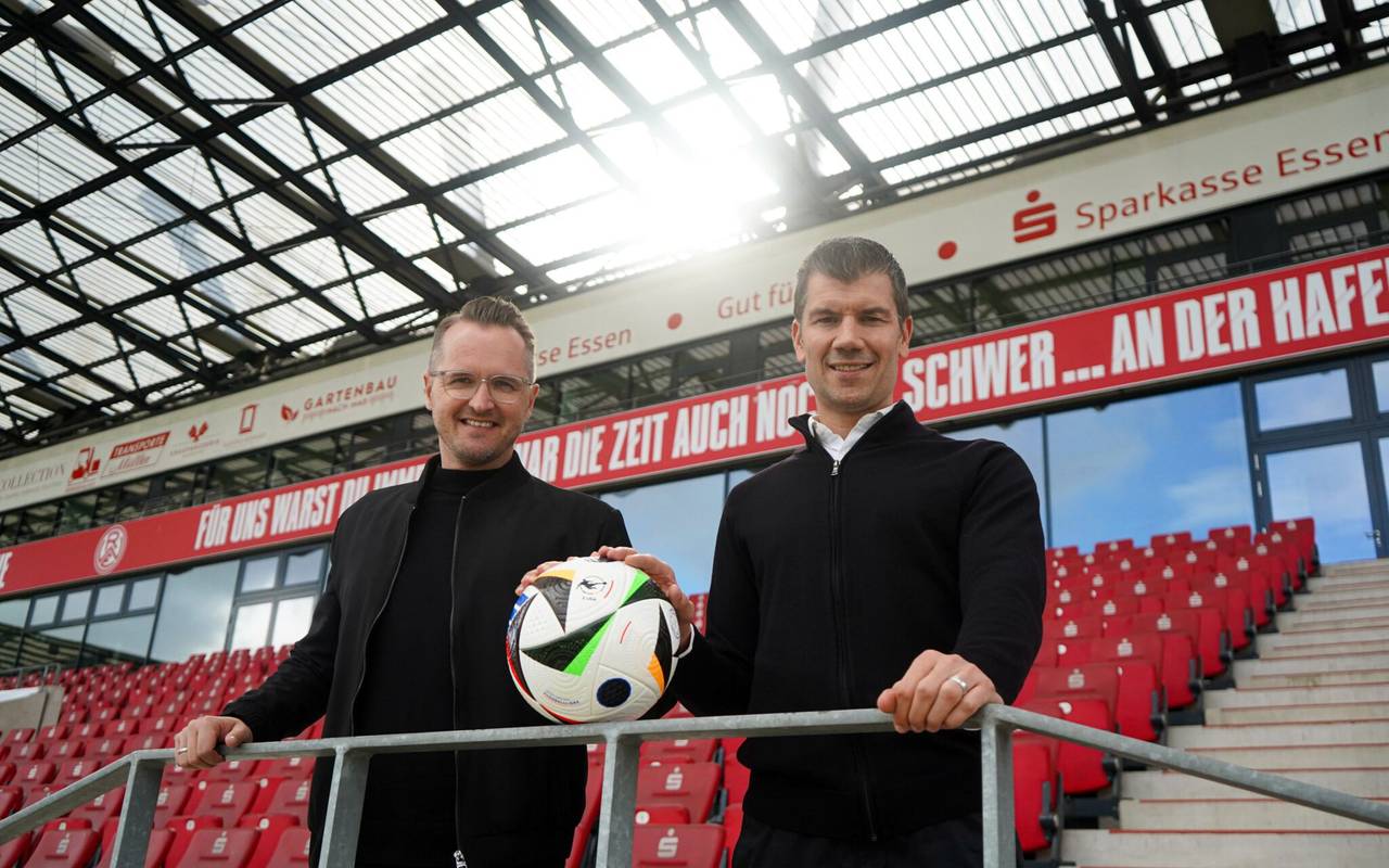 Christian Flüthmann und Marcus Steegmann im Stadion an der Hafenstraße.