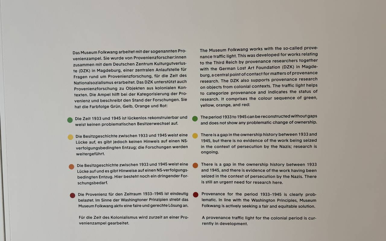 Die Provenienzampel im Museum Folkwang