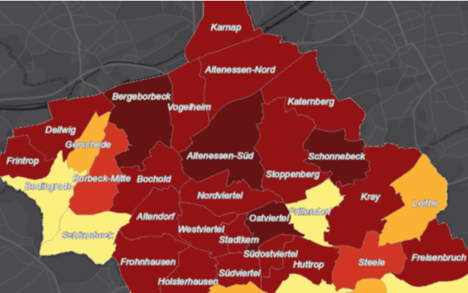 Corona-Lage in nördlichen Stadtteilen von Essen am 23. August 2021