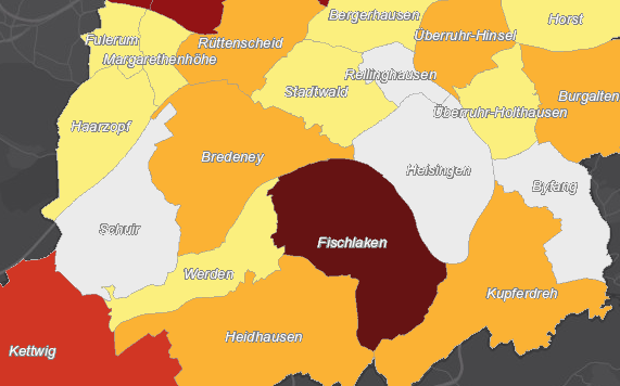 Corona-Lage in südlichen Stadtteilen von Essen am 23. August 2021