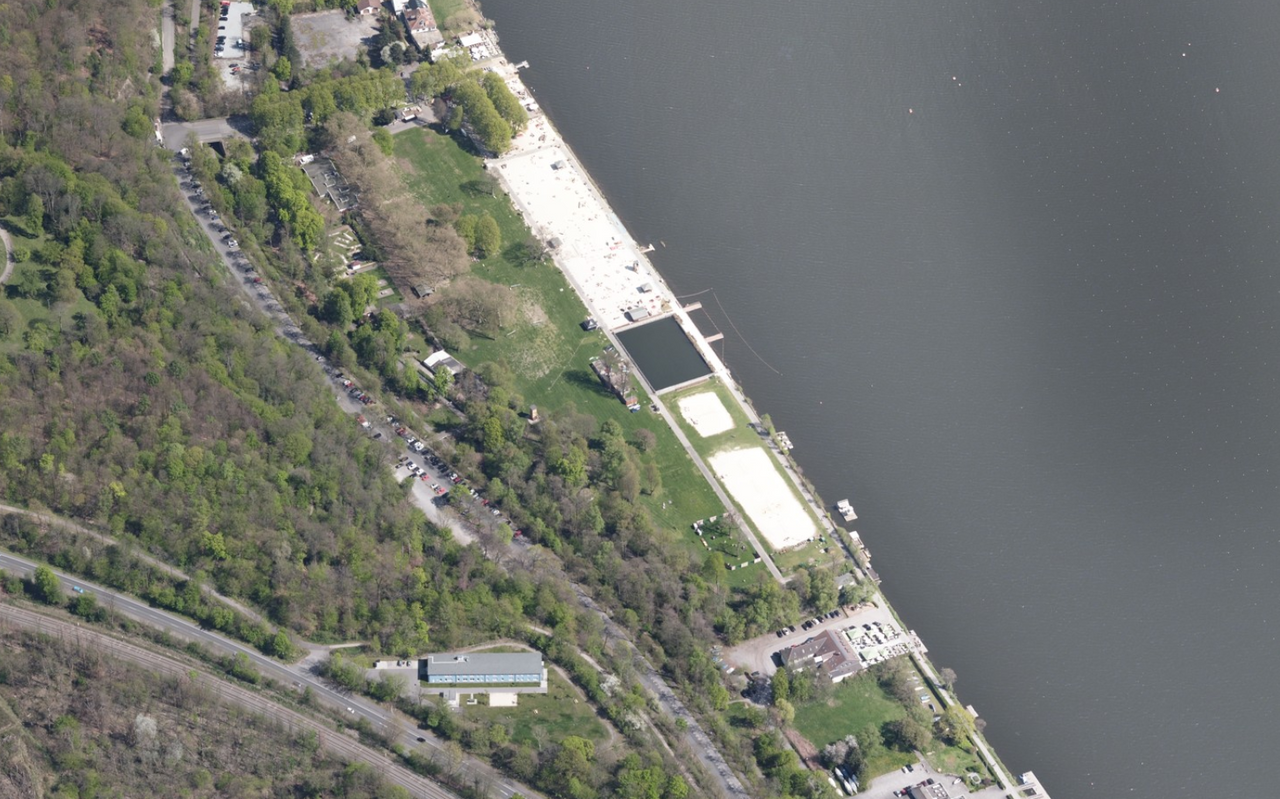 Luftbild des RVR vom Seaside Beach Essen