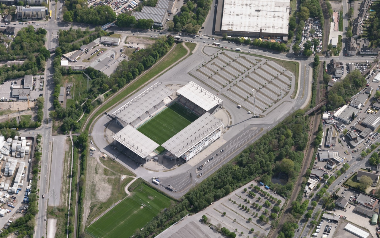 Das Stadion Essen im Luftbild des RVR