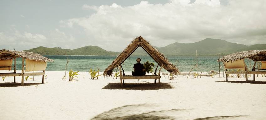 Strandhütte am Strand in der Karibik