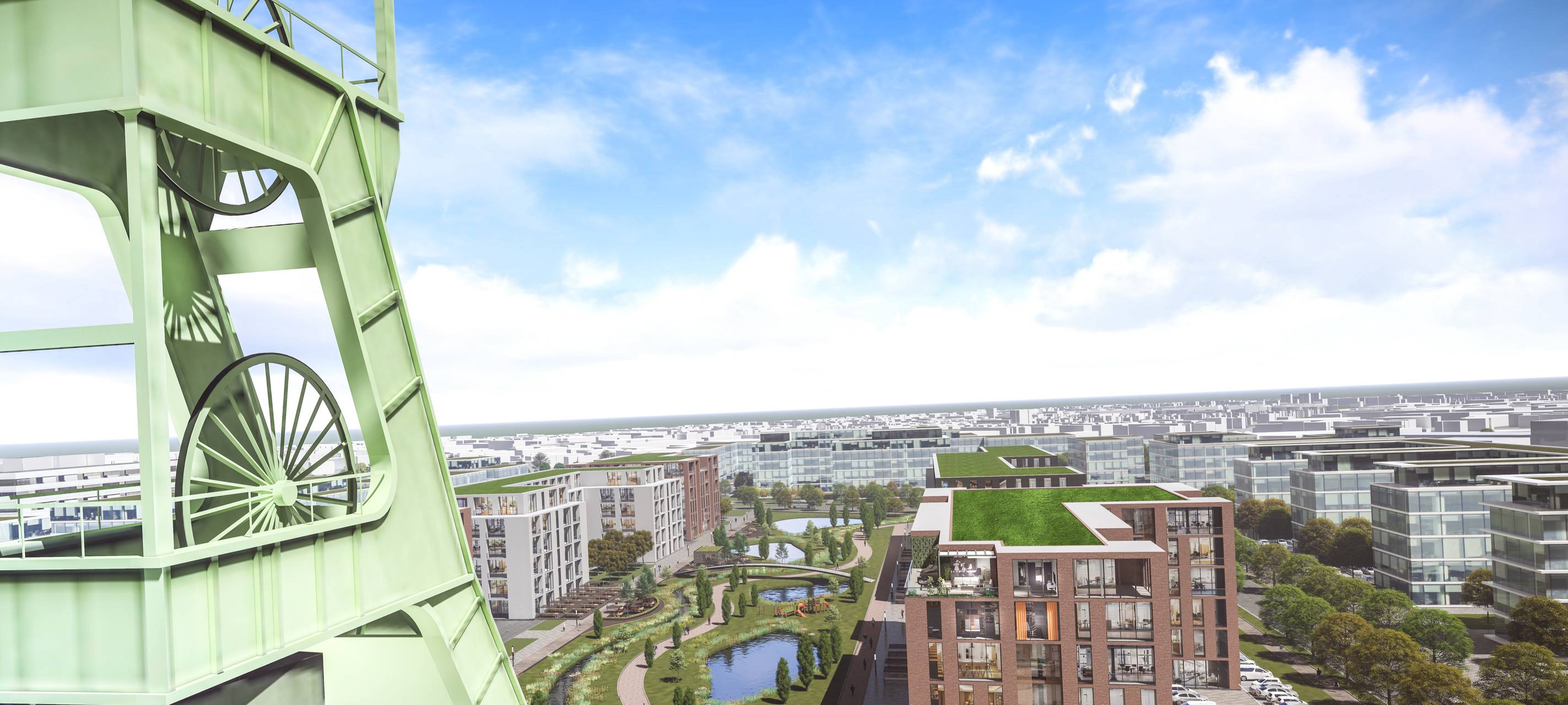 Blick vom Schacht Amalie auf den neuen Essener Stadtteil Essen 51