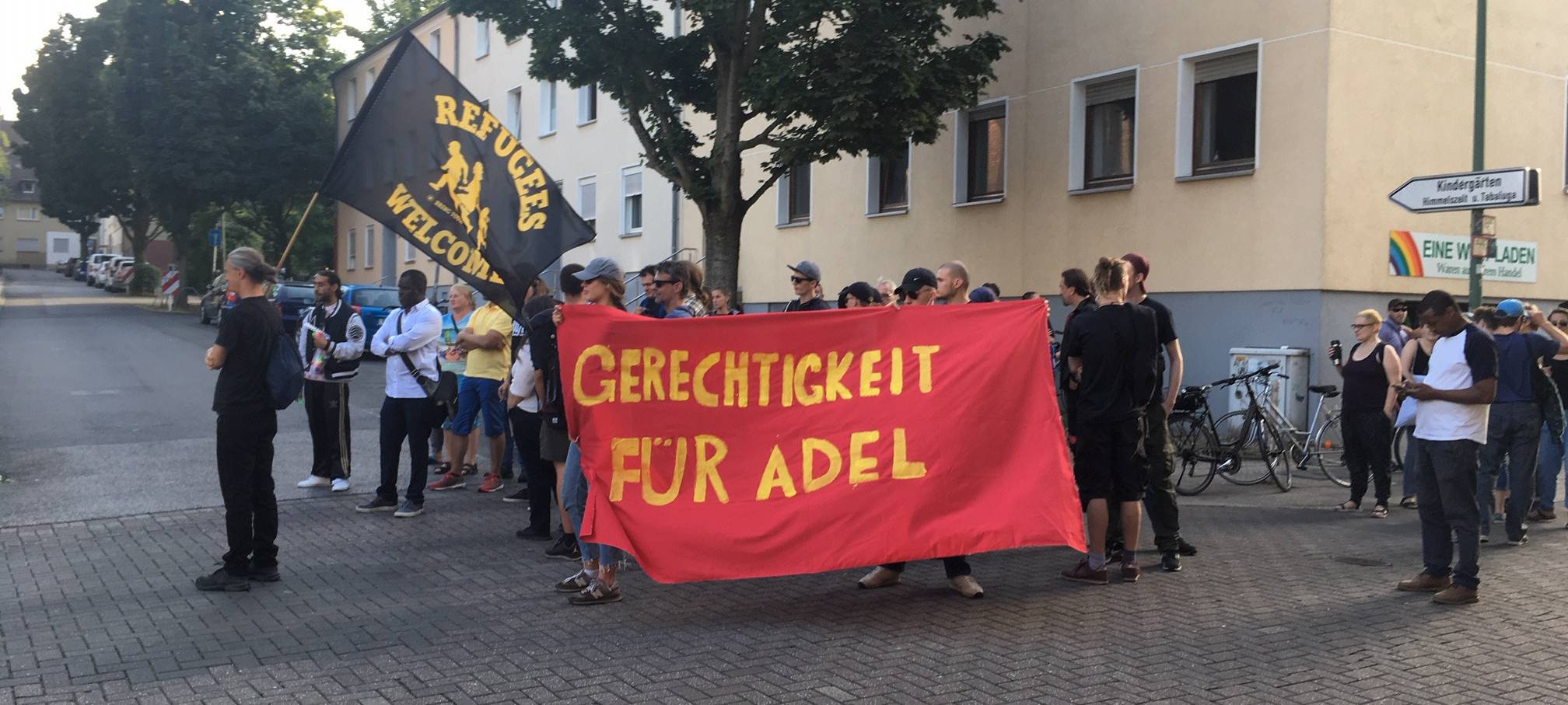Demonstranten in Altendorf