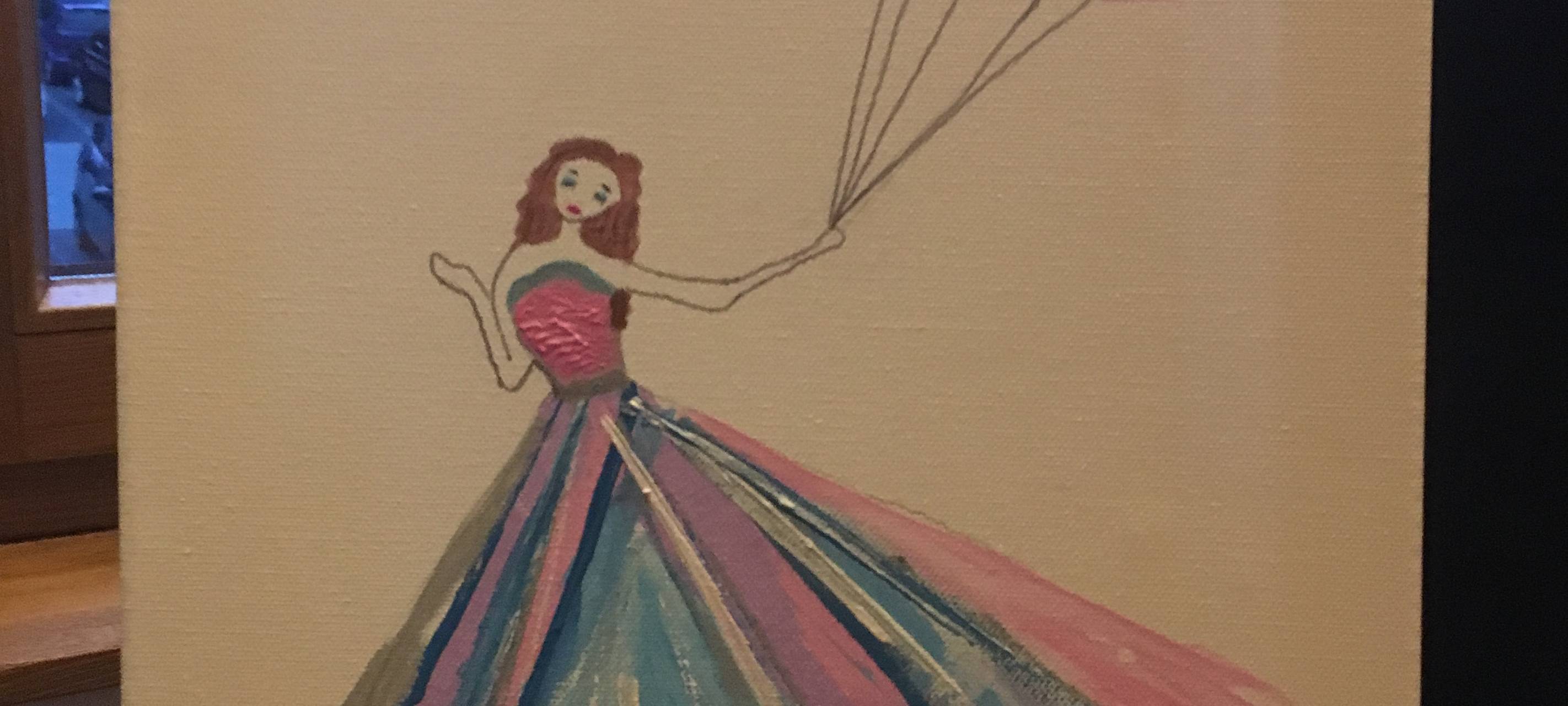 Carina aus Rüttenscheid ist mit ihrem Werk bei der Art Night zufrieden.