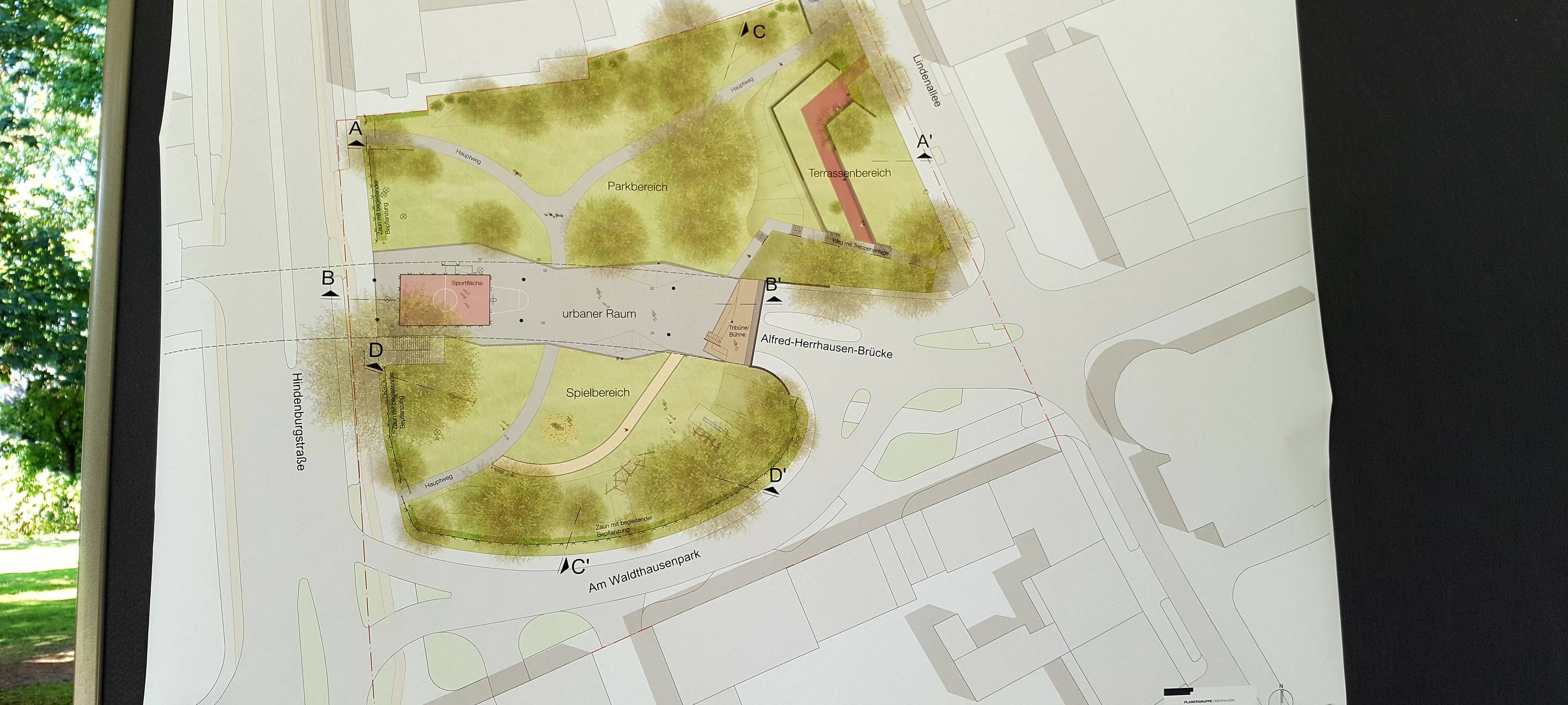Plan Umgestaltung Waldthausenpark in Essen-Innenstadt
