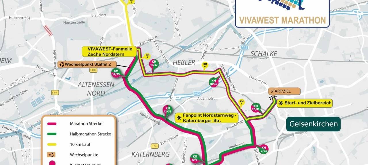 Neue Strecke für den Vivawest-Marathon 2020