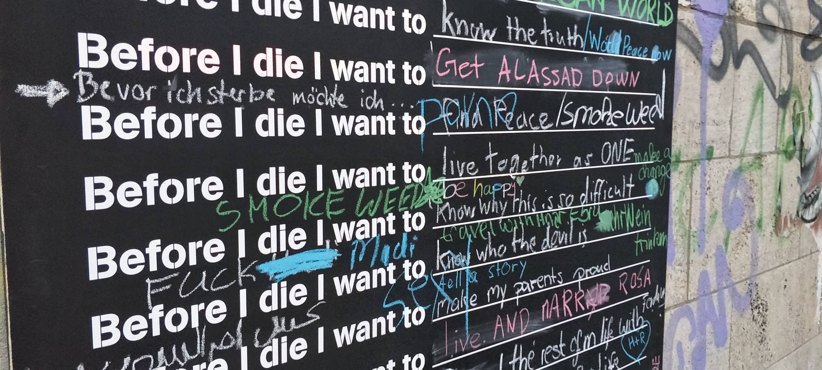 "Before I die" in Essen: XXL-Bucket-Liste an verschiedenen Orten