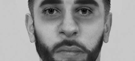 Phantombild von jungem Mann mit dunklen Haaren und Bart