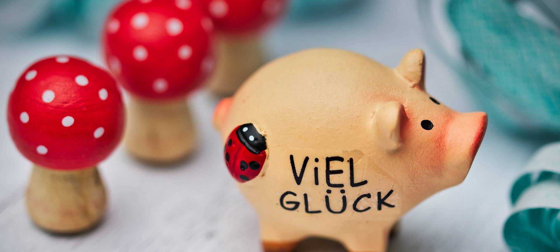 Ein kleines Schwein wünscht viel Glück bei Radio Essen.