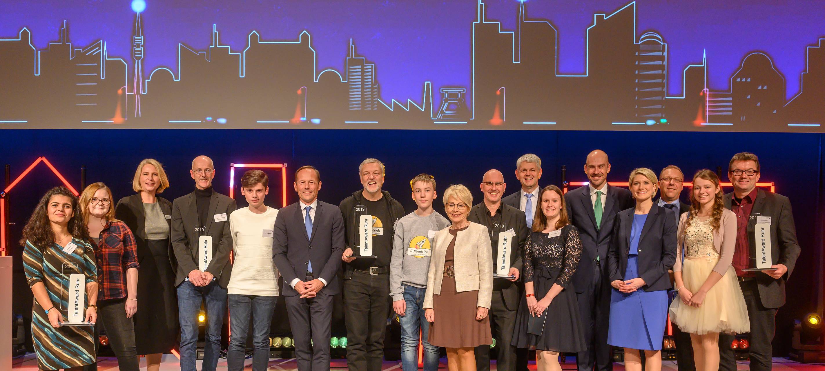 Die Preisträger beim Talent Award Ruhr 2019 in Essen.