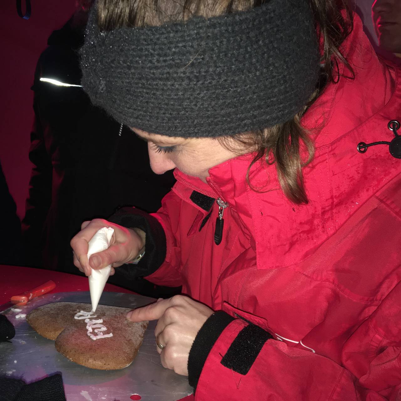 Angela Hecker auf dem Weihnachtsmarkt