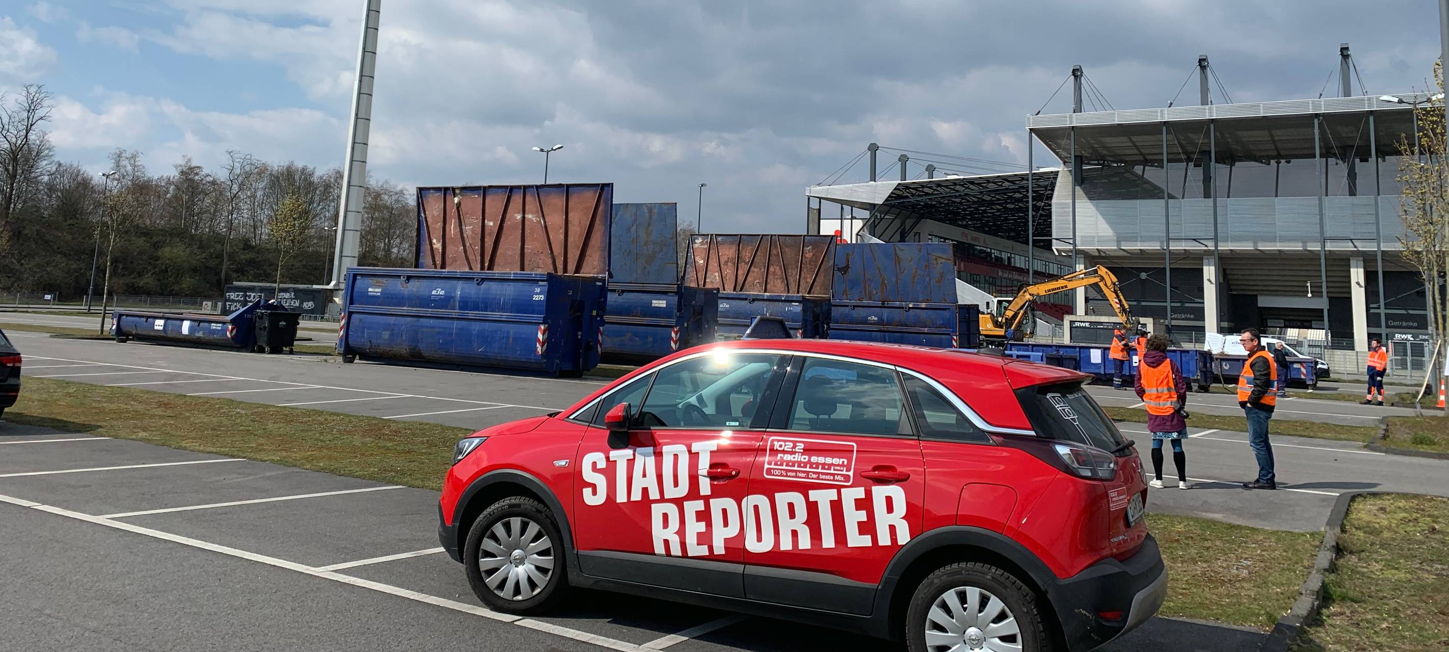 Grünschnitt-Annahmestelle am Stadion Essen in Corona-Zeiten.