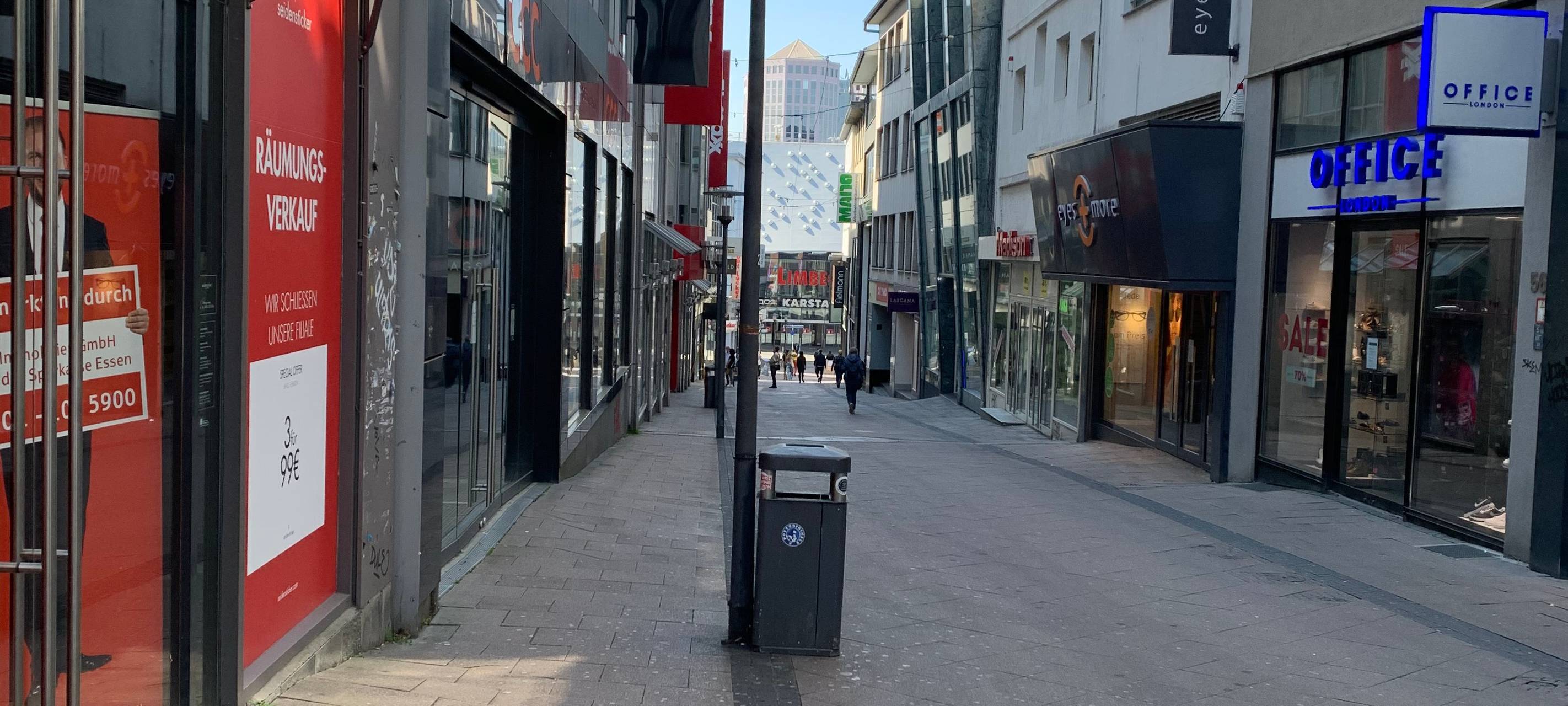 Leere Innenstadt von Essen in Corona-Krise