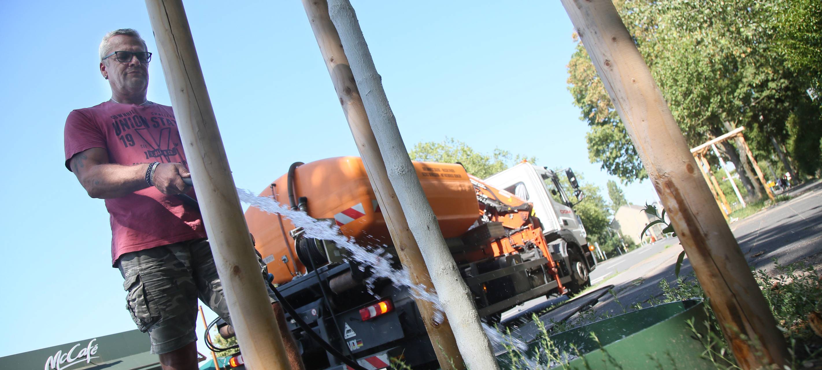 Wegen der anhaltenden Trockenheit werden Bäume in Essen gegossen-baum-wasser-giessen-trockenheit