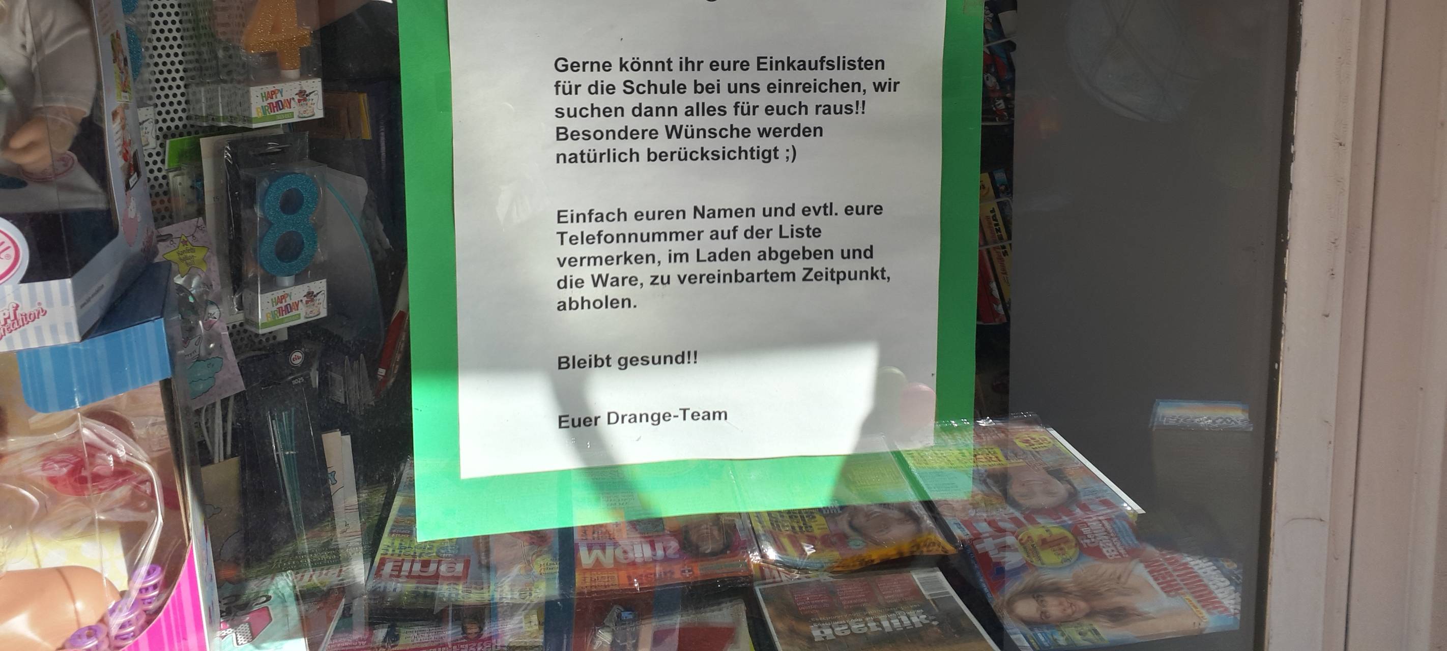 In der Papeterie Drange gibt es einen Abholservice für Schulsachen