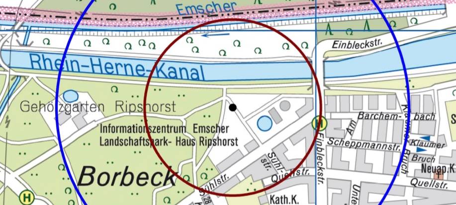 Evakuierungskarte Bombe Oberhausen Borbeck Radio Essen