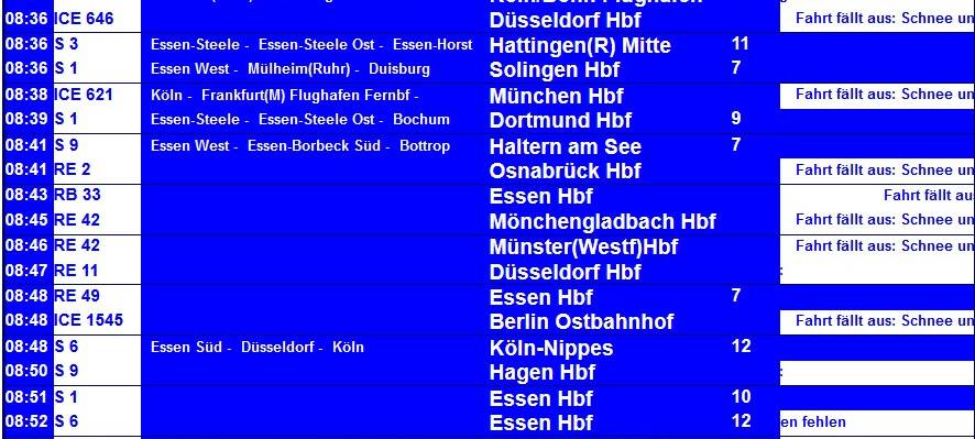 Bahn NRW: Schnee-Chaos in Essen sorgt für Zugausfälle und Verspätung