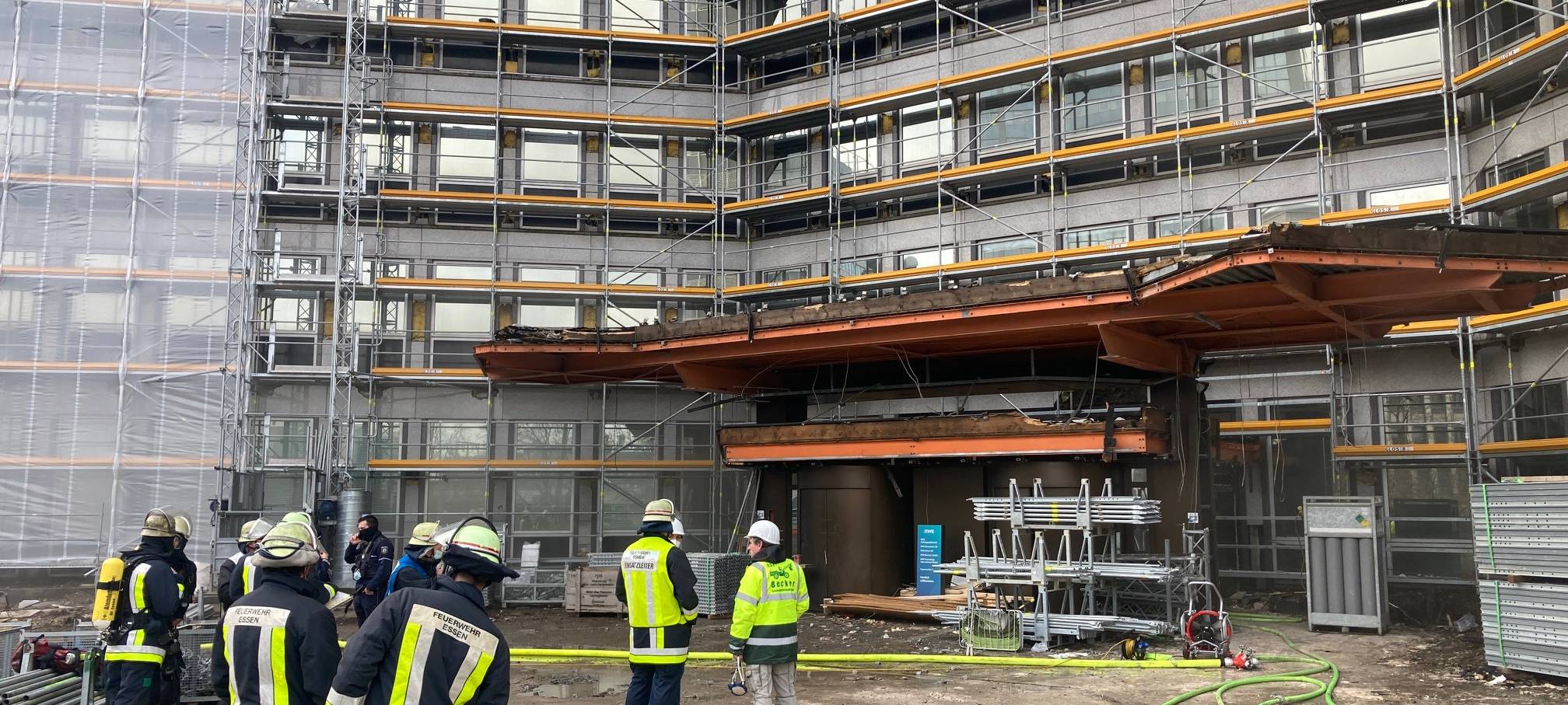 Brand in der alten RWE-Zentrale in Essen