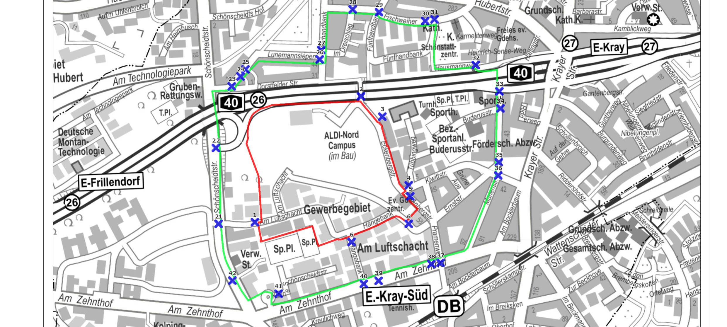 Evakuierungskarte für die Bomben-Entschärfung in Essen-Kray