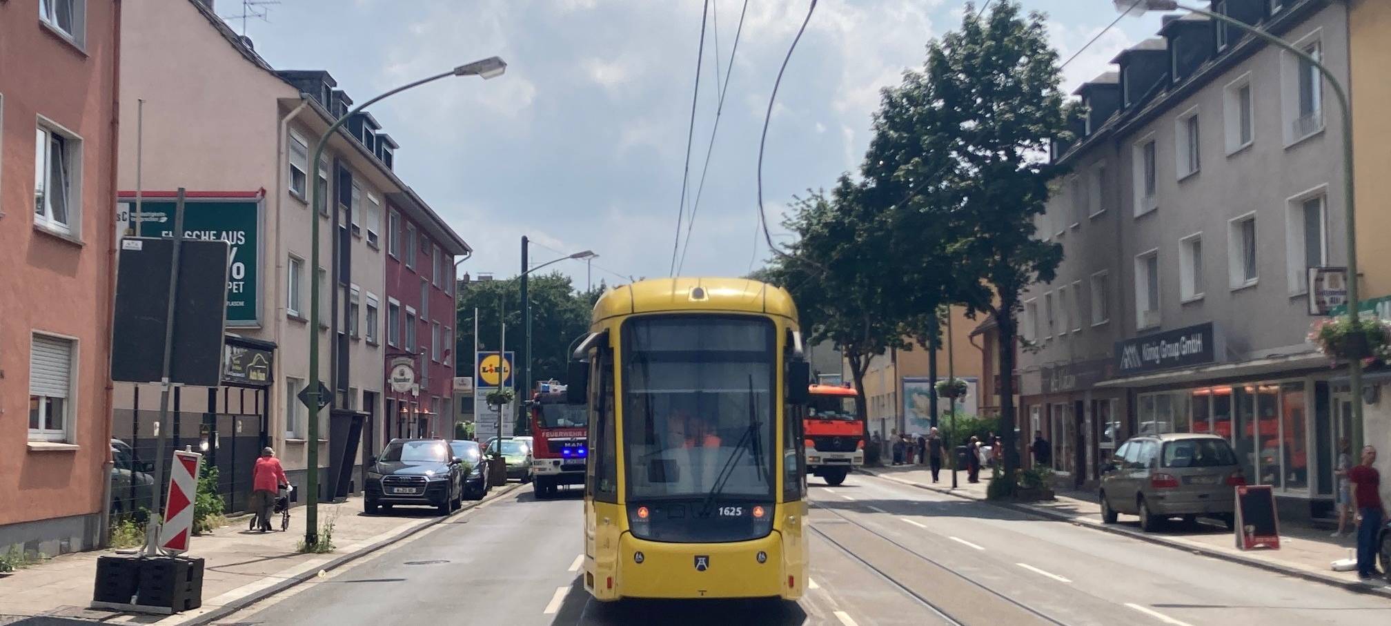Oberleitungsschaden bei der Ruhrbahn in Altendorf