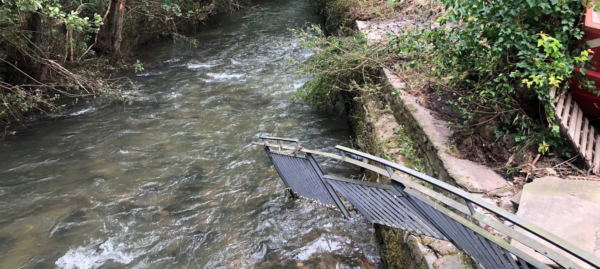 Hochwasser-Schäden am Deilbachhammer in Essen-Kupferdreh