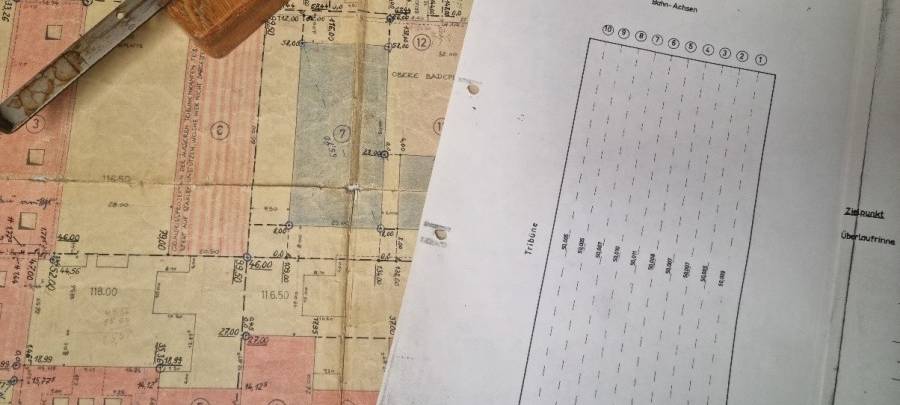 Vermessungsunterlagen Grugabad in Essen von 1964
