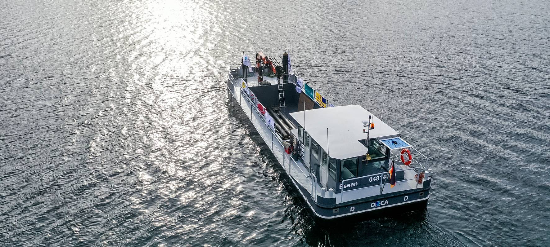 Die Orca ist das neue Arbeitsschiffs des Ruhrverbands in Essen.