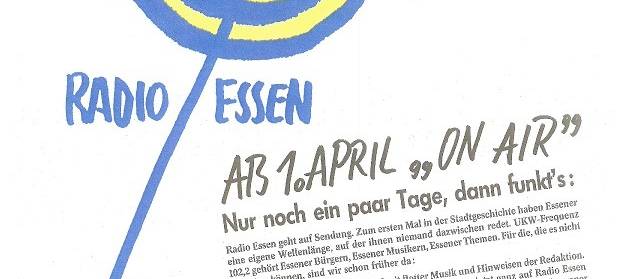Unterer Teil der Ankündigung des Sendestarts von Radio Essen 1992.