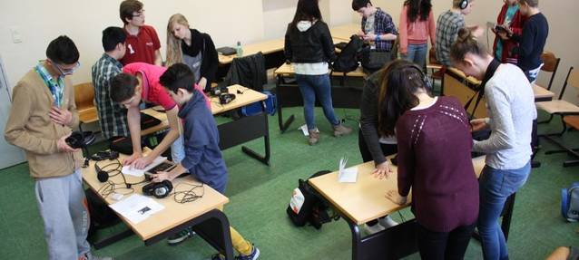 Die Radio Essen-Radioklasse 2014 bei der Arbeit.