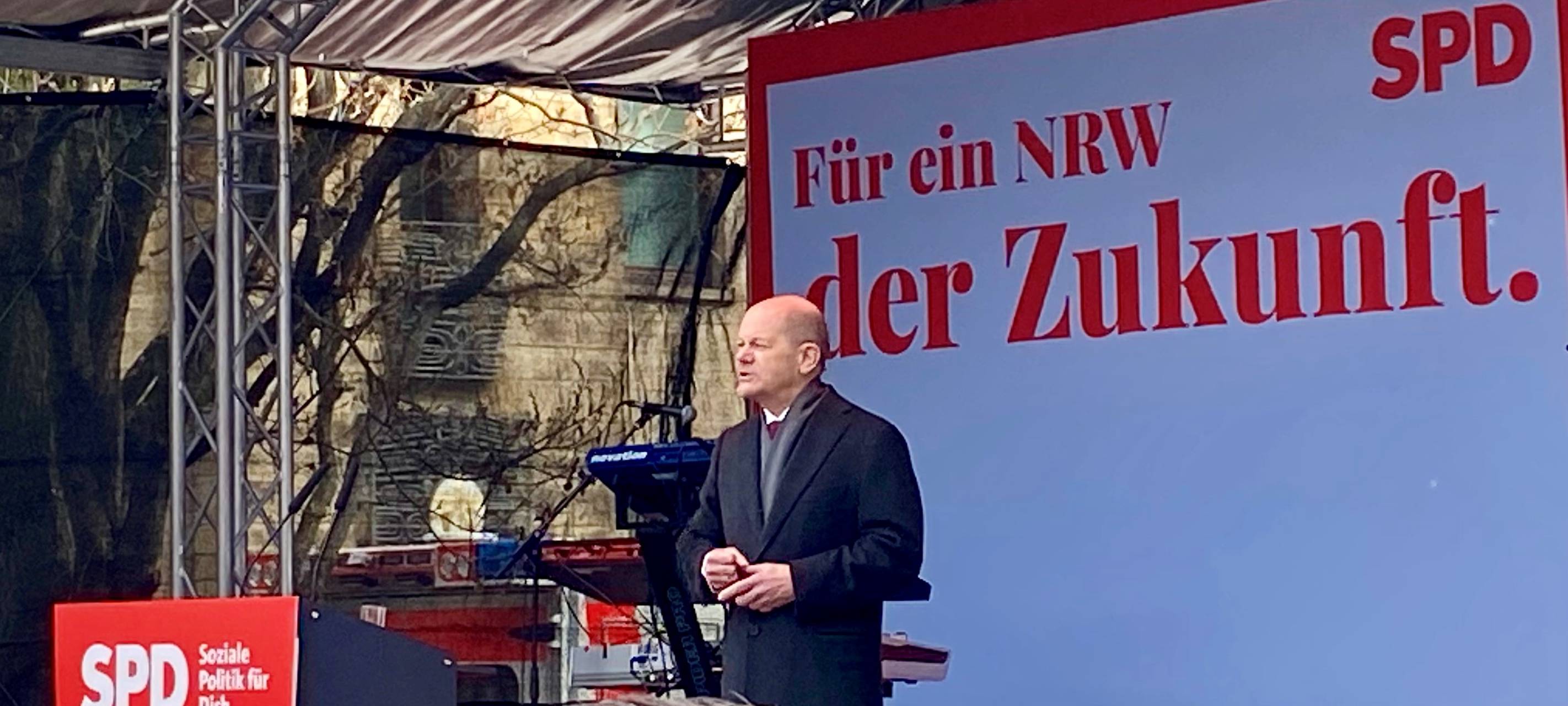 Wahlkampf in NRW: Bundeskanzler Olaf Scholz zu Besuch in Essen
