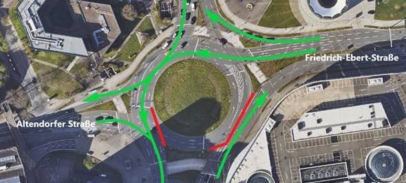 Essen: Haus kommt auf Kreisverkehr am Berliner Platz