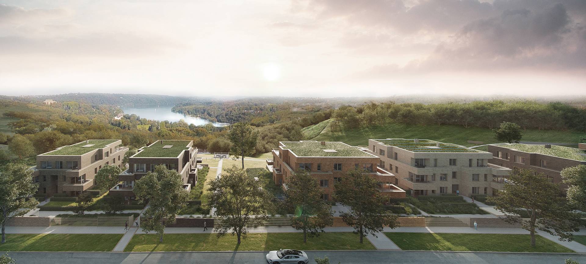 Neue Häuser auf ehemaligem Gelände der Beitz-Villa in Essen-Bredeney