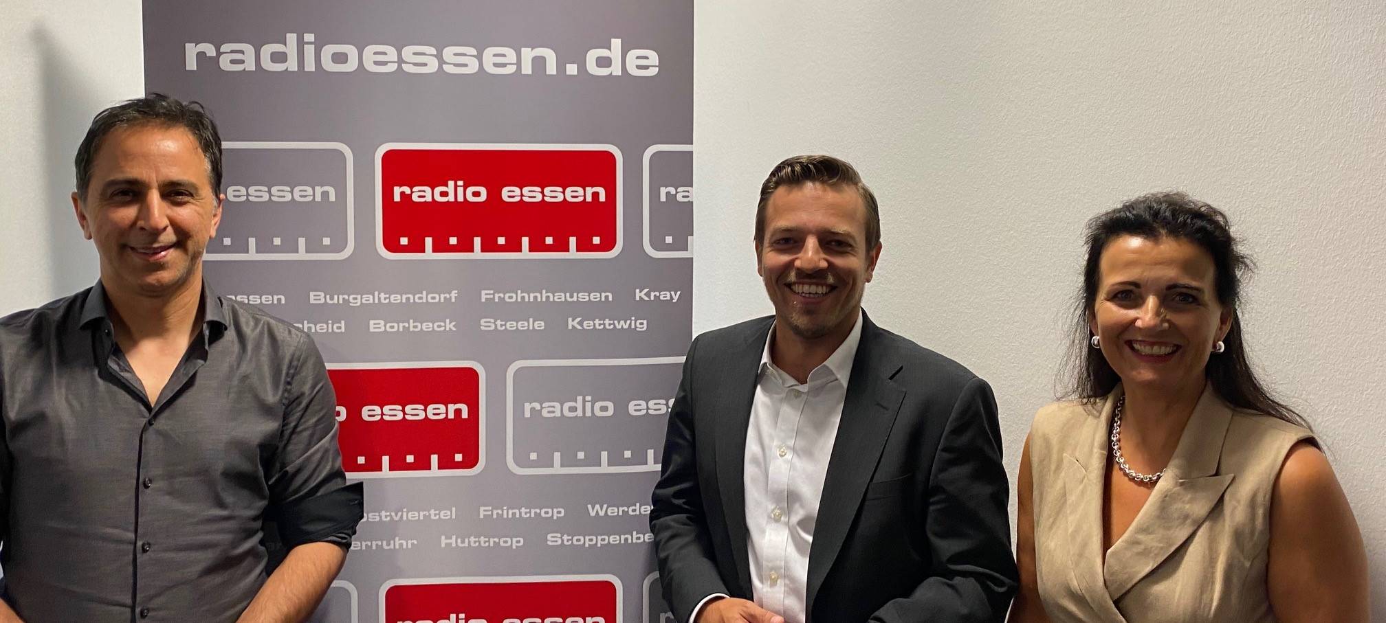 Der neue Vorstand der Veranstaltergemeinschaft von Radio Essen. Von links: Sinan Kumru, Florian Fuchs, und Manuela Duda